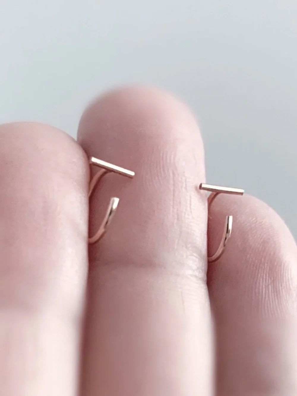 Sterling Silver Tiny T Hoop  and Shorty Ear Huggers -  one of each, not sets